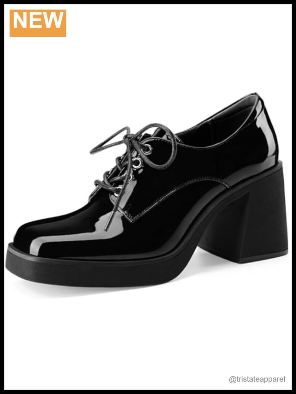 Women's Platform Dress Oxfords Square Toe Chunky Block Heel Lace-Up Shoes